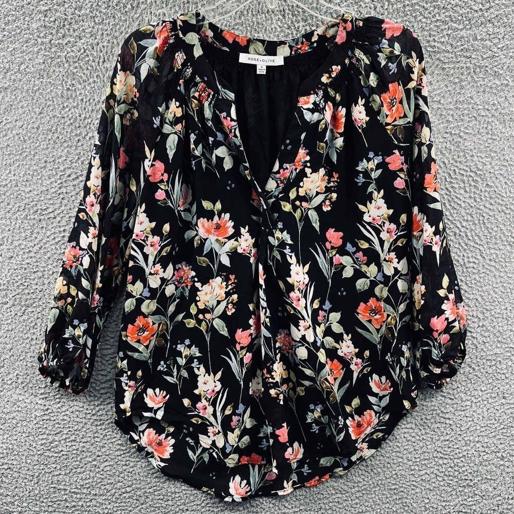 Womens Boho Peasant Blouse S Floral Cottage Flowy‎ Romantic Lightweight Relaxed